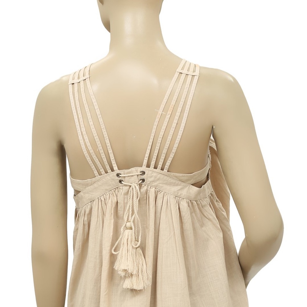 Structured Cotton Batiste Kashmir A-Lines Tent Dress in Biscotti M - Picture 6 of 8